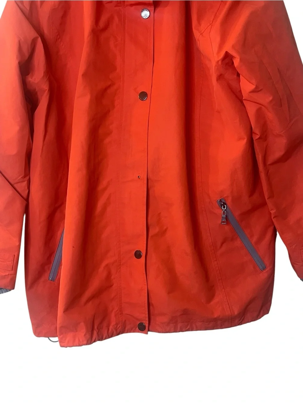 Nuage Bright Orange Hooded Raincoat — Waterproof Hooded Jacket Sz 1X